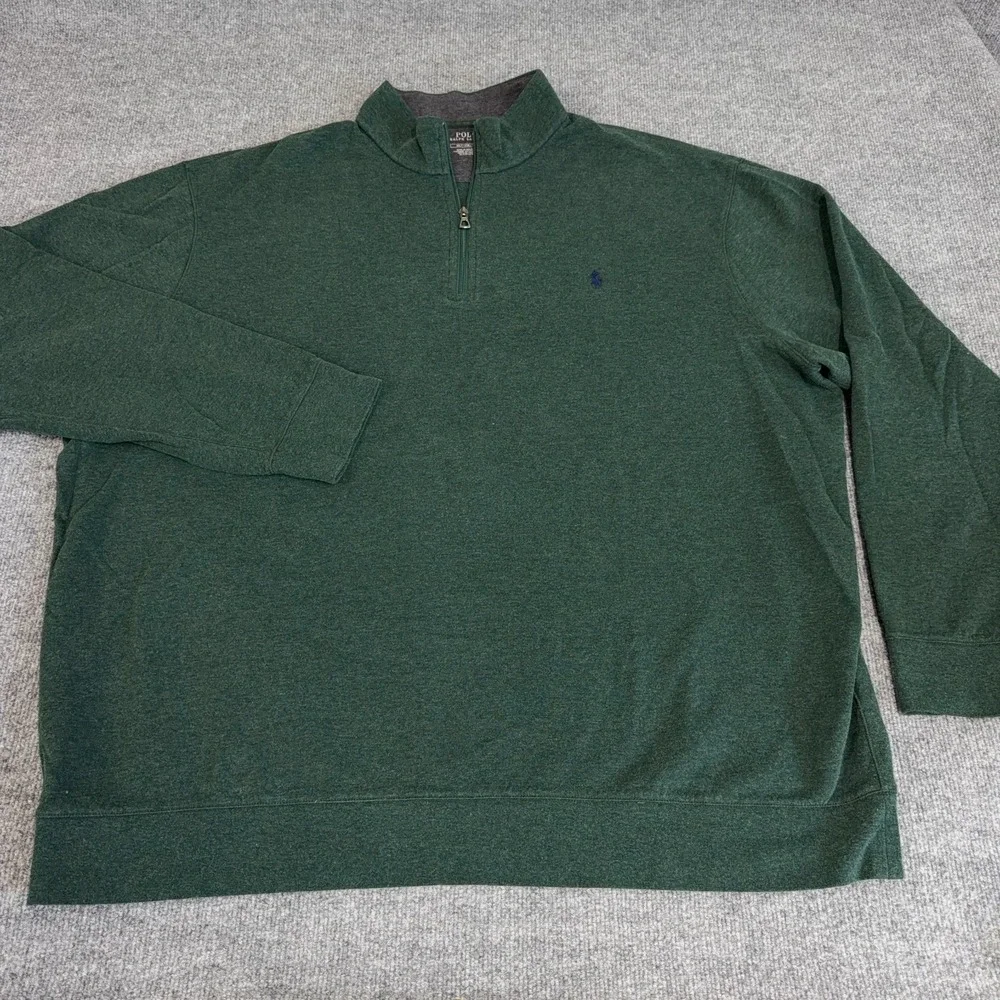 Polo Ralph‎ Lauren Sweater *LOT OF 2* Men 3XLT Green Blue Luxury Jersey 1/4 Zip